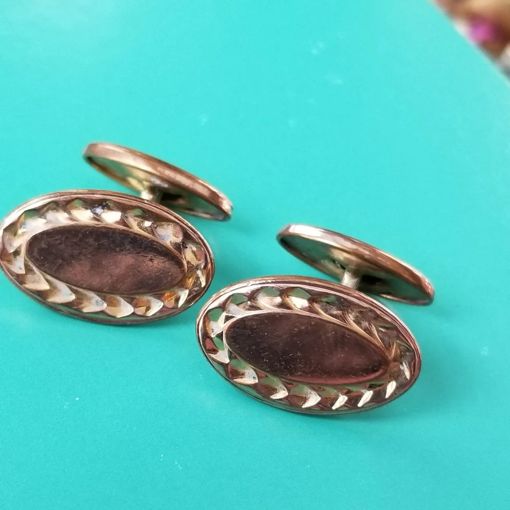Vintage oval cufflinks gold tone cuff links mens